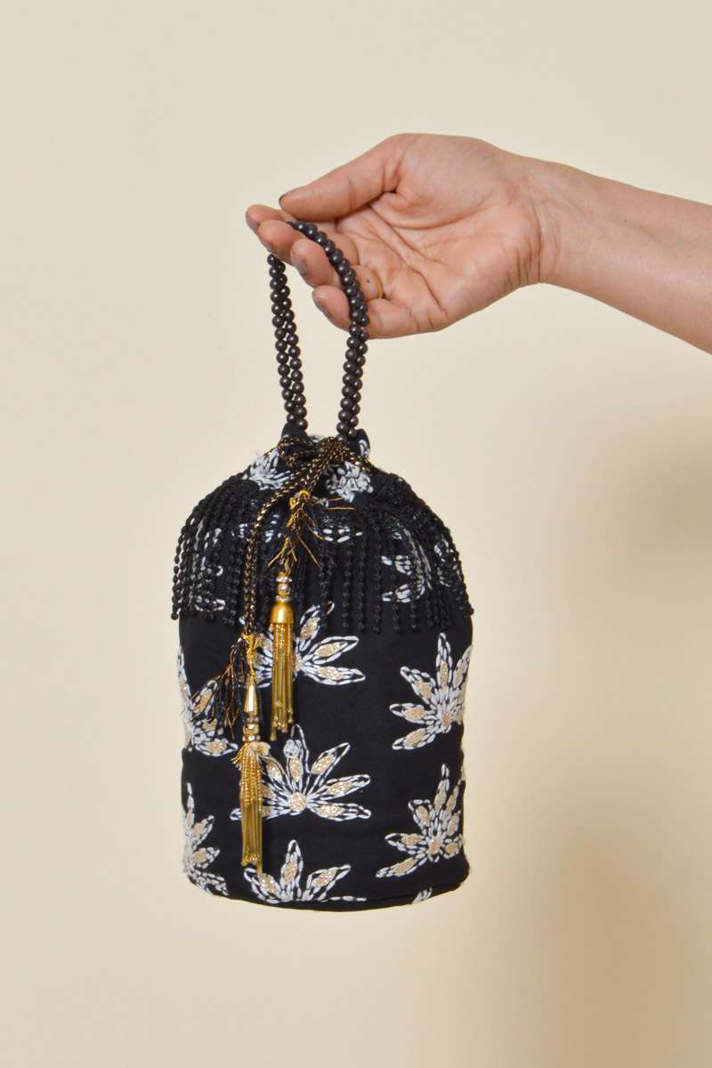 Fabnuma Handcrafted Black Georgette Chikankari Potlis - Fabnuma