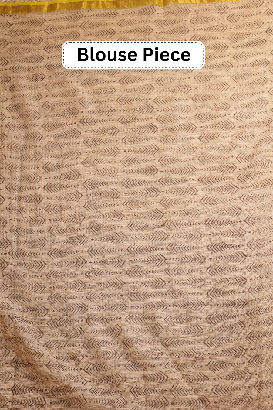 Surkh Lehar - Cream Hand Block Printed Pure Kota Cotton Saree MeMaana