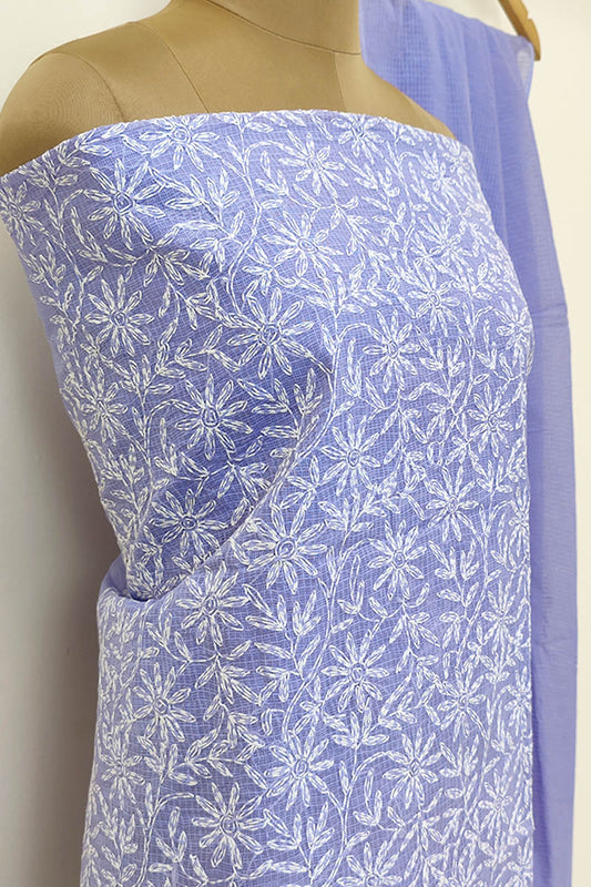 Fabnuma Handcrafted Lavender Kota Cotton Chikankari Kurta Dupatta Set - Fabnuma