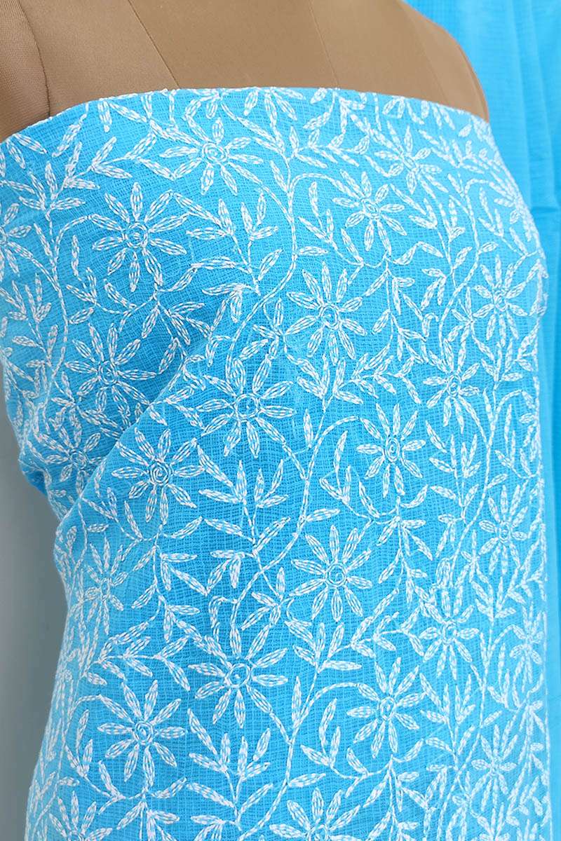 Fabnuma Handcrafted Blue Tepchi Chikankari Kurta Dupatta Set - Fabnuma