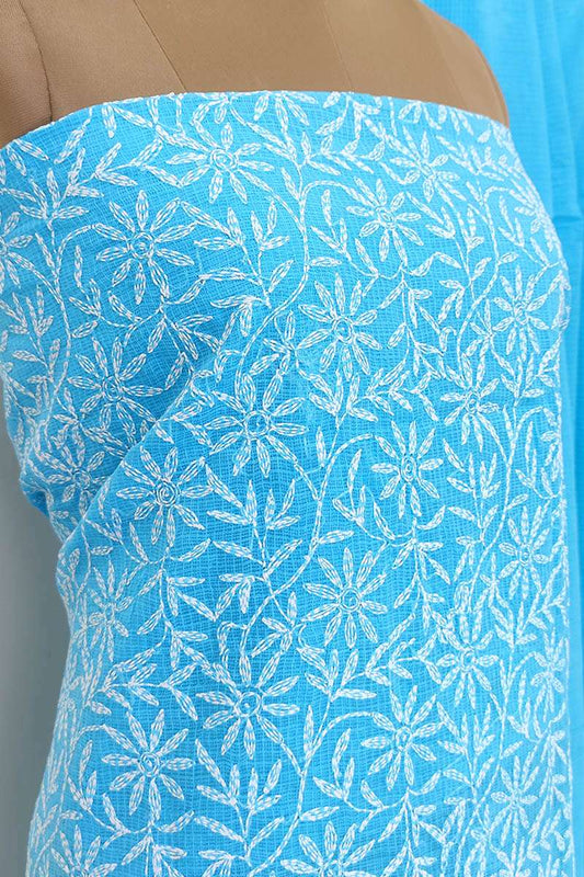 Fabnuma Handcrafted Blue Tepchi Chikankari Kurta Dupatta Set - Fabnuma