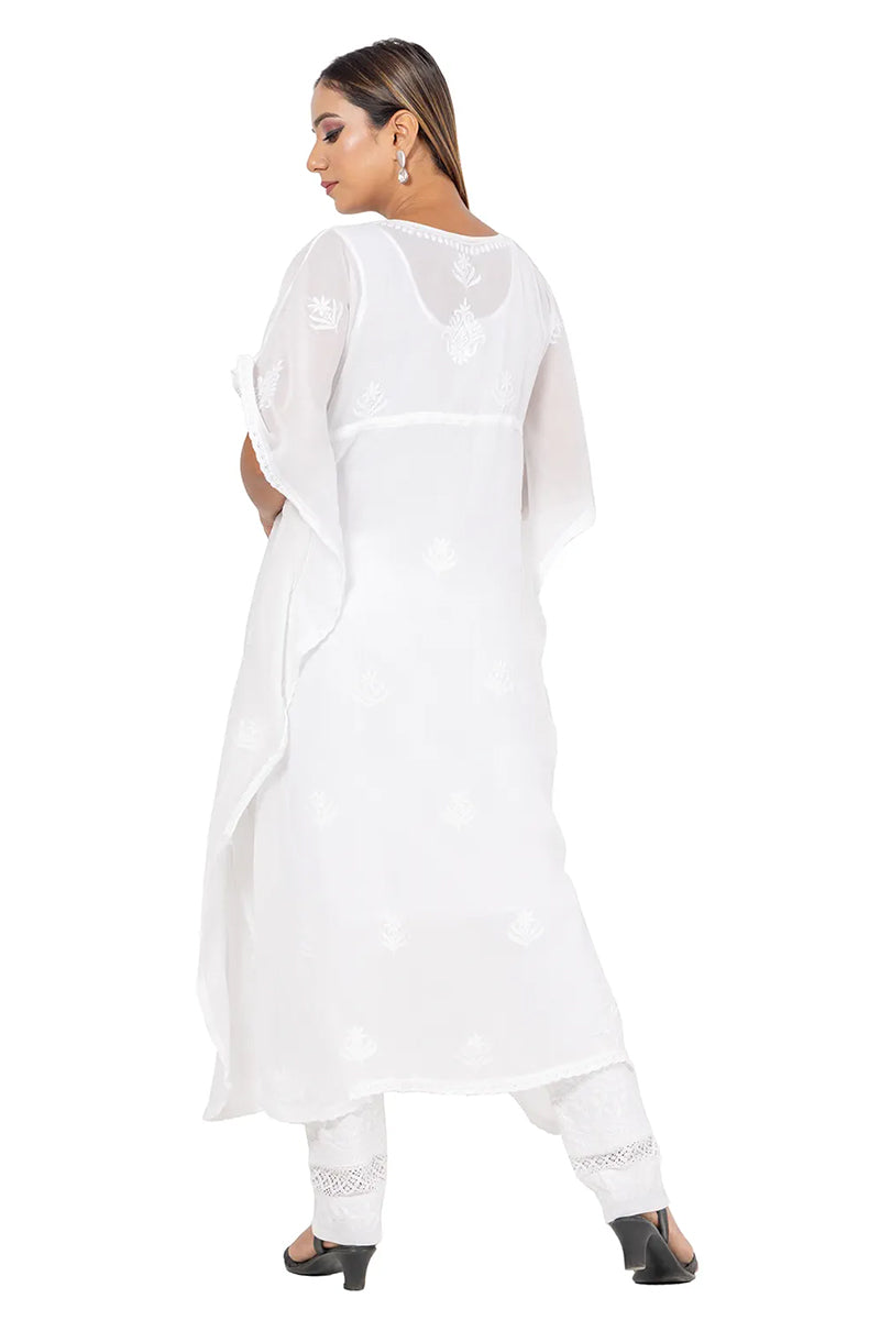 Fabnuma Handcrafted Chikankari Georgette Kaftaan Kurti - Fabnuma