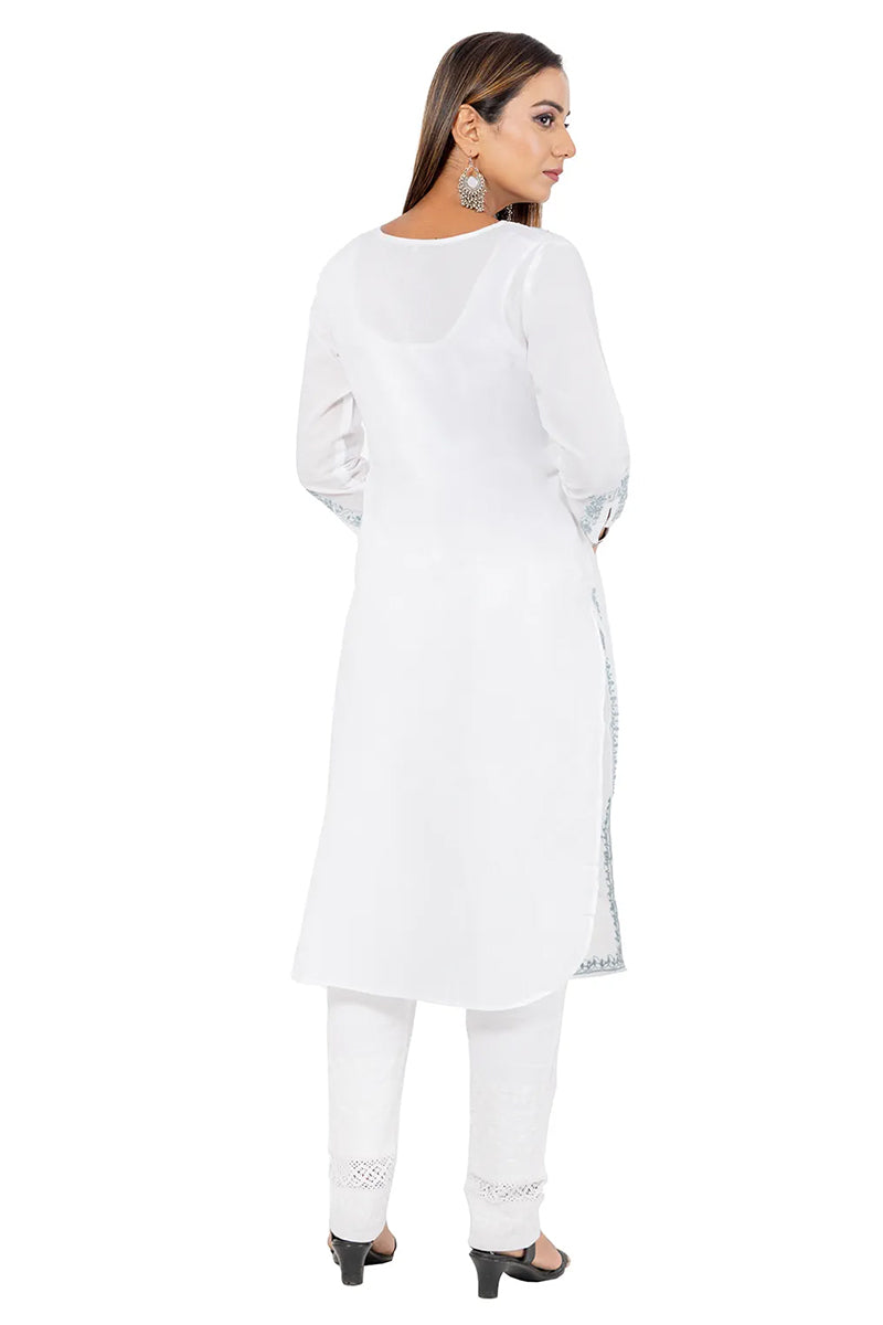 Fabnuma Handcrafted Chikankari White Cotton Kurti - Fabnuma