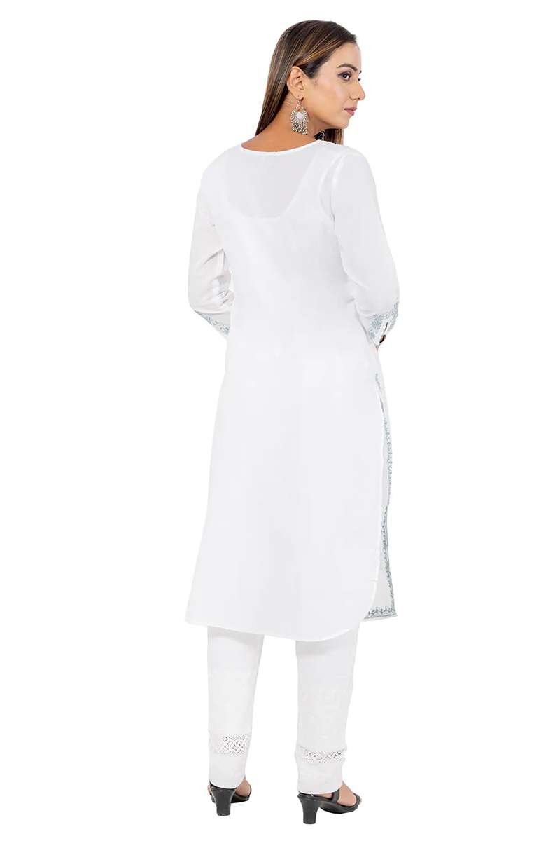 Fabnuma Handcrafted Chikankari White Cotton Kurti - Fabnuma