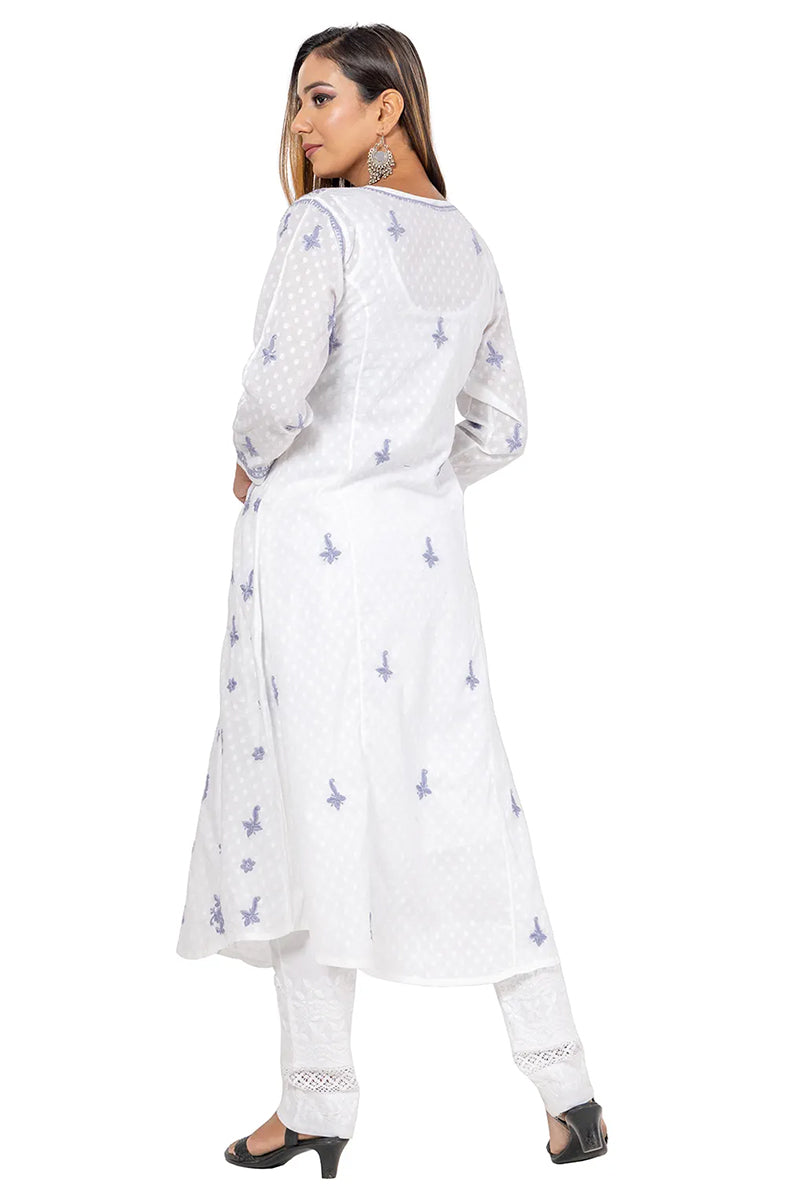 Fabnuma Handcrafted Chikankari White Cotton Kurti - Fabnuma