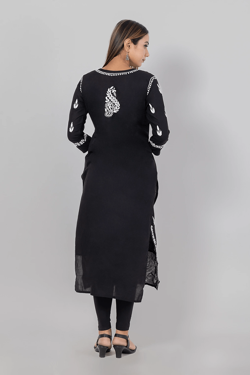 Fabnuma Handcrafted Chikankari Black Cotton Kurti - Fabnuma