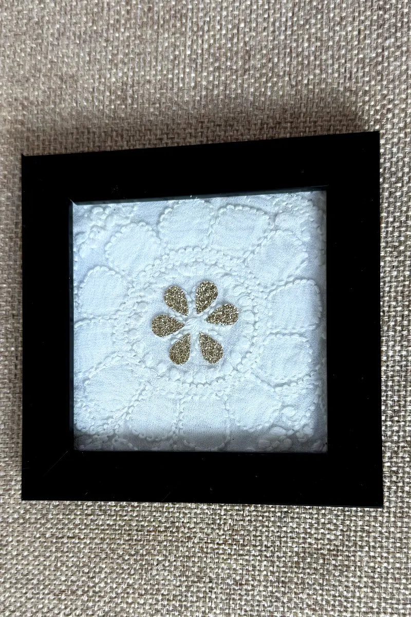 White Handcrafted Lucknowi Chikankari Tray & Tea Coaster Set With hand-embroidered Lucknowi Chikankari