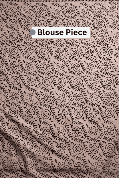 Aadhira - Cream Hand Block Printed Mulmul Cotton Saree MeMaana