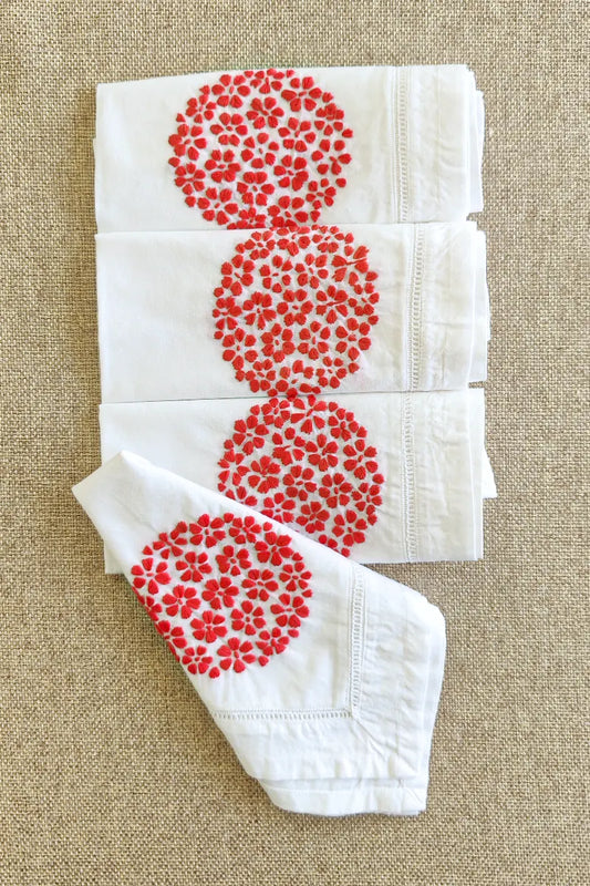 Fabnuma Handcrafted White Chikankari Cotton Face Napkins - Fabnuma