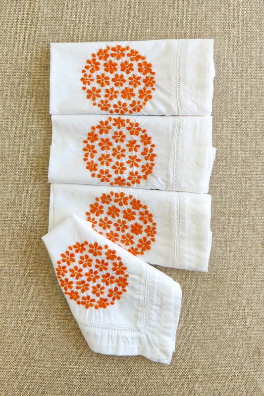Fabnuma Handcrafted White Chikankari Cotton Face Napkins - Fabnuma