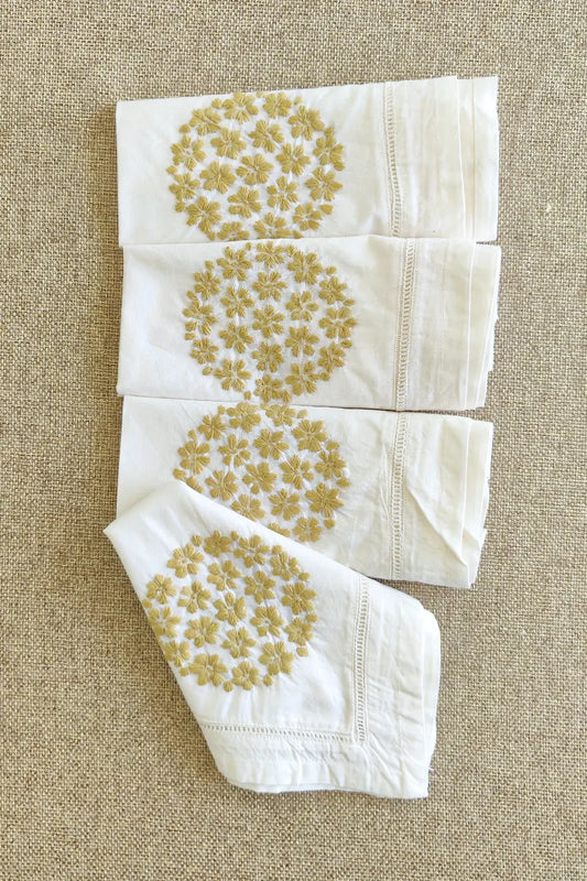 Fabnuma Handcrafted White Chikankari Cotton Face Napkins - Fabnuma