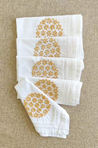 Fabnuma Handcrafted White Chikankari Cotton Face Napkins - Fabnuma