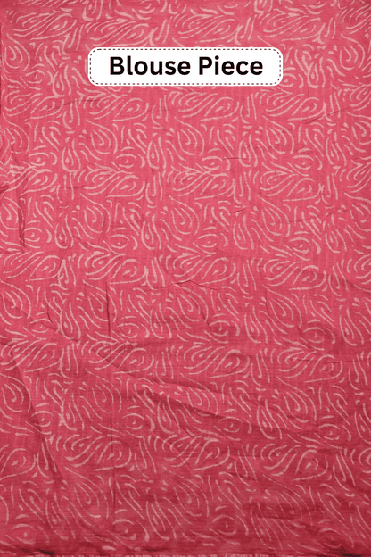 Leher Grace – Pink Hand Block Printed Pure Kota Cotton Saree MeMaana