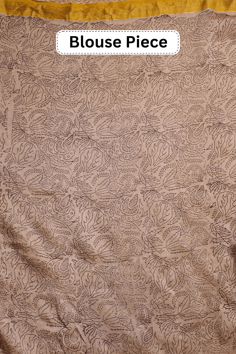Silk Story – Cream Block Printed Maheshwari Silk Saree with Polka Dot Pattern MeMaana
