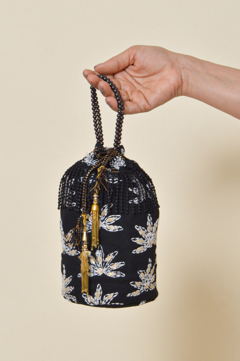 Fabnuma Handcrafted Black Georgette Chikankari Potlis - Fabnuma