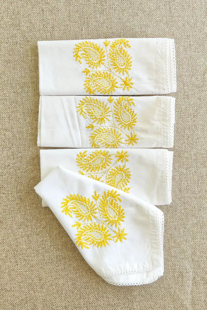 Fabnuma Handcrafted White Chikankari Cotton Face Napkins - Fabnuma