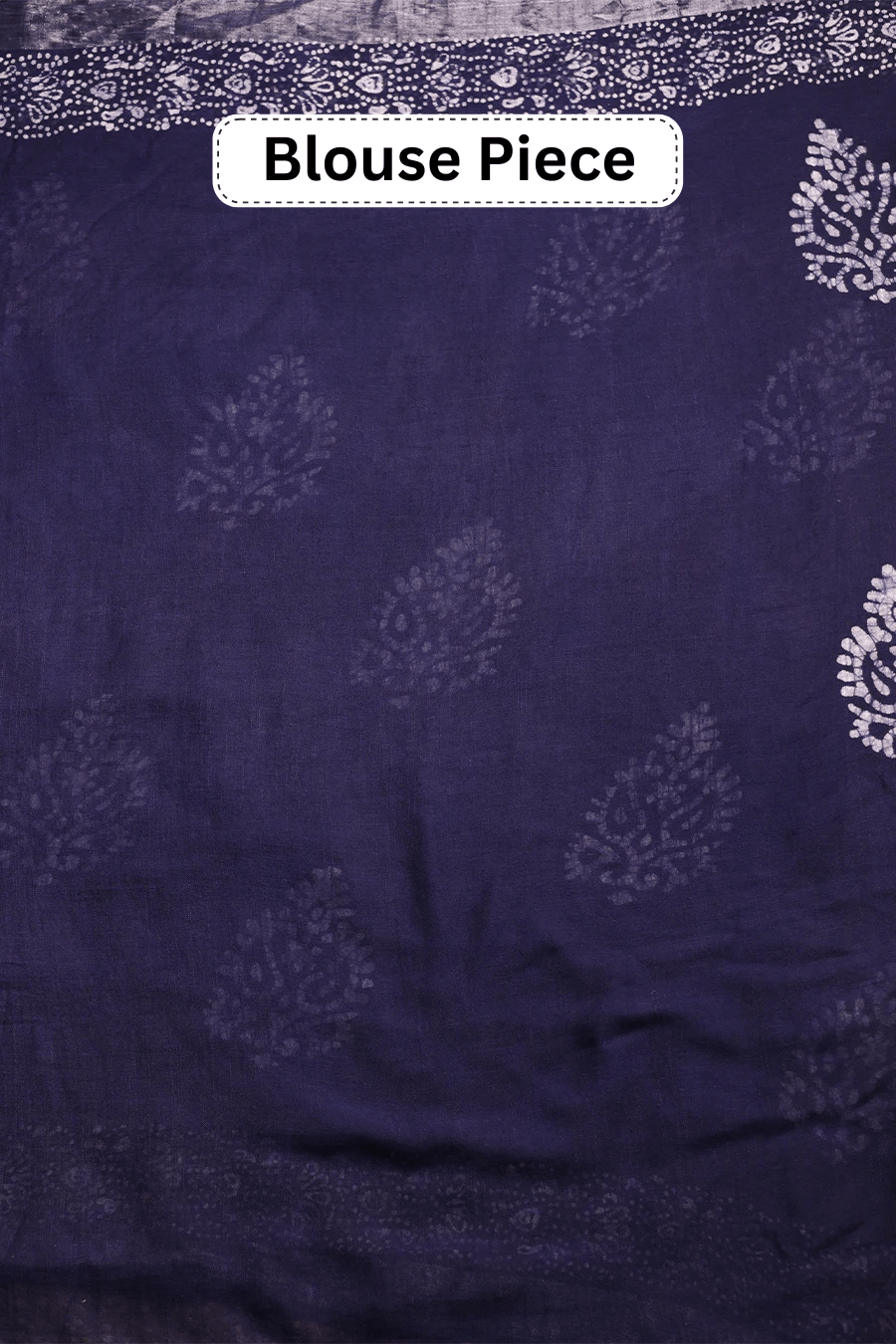 Priyadarshini Loom – Navy Blue Hand Block Printed Linen Cotton Saree MeMaana