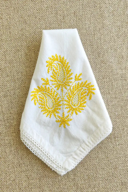 Fabnuma Handcrafted White Chikankari Cotton Face Napkins - Fabnuma