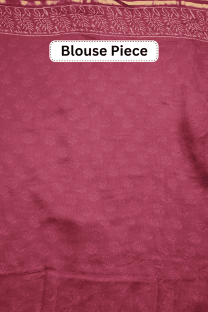 Style Affair – Pink Hand Block Printed Chanderi Silk Saree MeMaana