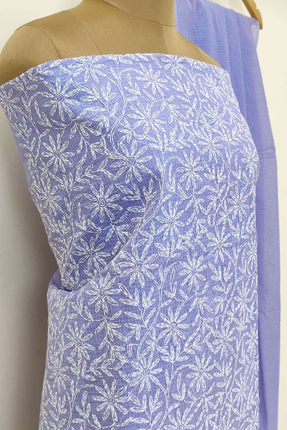 Fabnuma Handcrafted Lavender Kota Cotton Chikankari Kurta Dupatta Set - Fabnuma