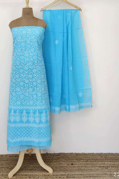Fabnuma Handcrafted Blue Tepchi Chikankari Kurta Dupatta Set - Fabnuma