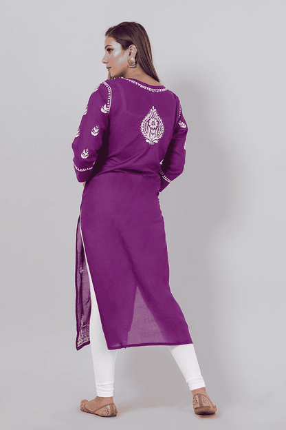 Fabnuma Handcrafted  Chikankari Purple Cotton Kurti - Fabnuma