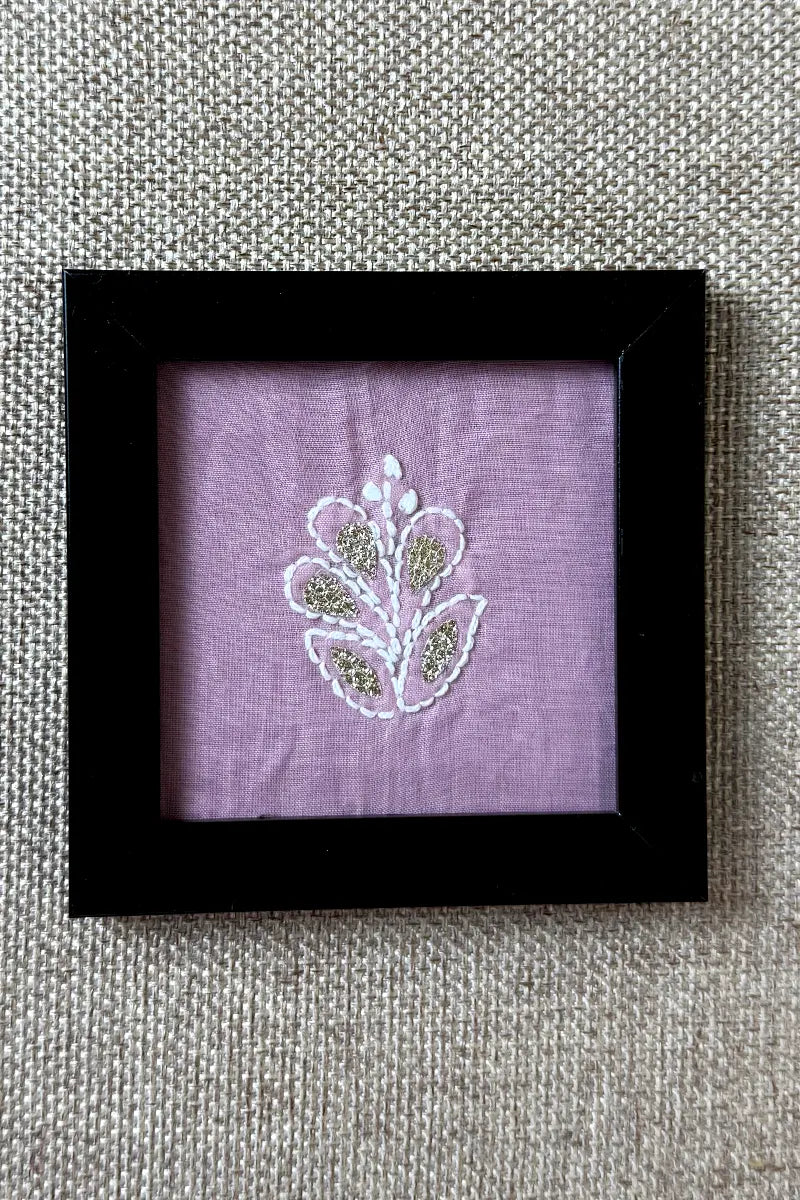 Pink Handcrafted Lucknowi Chikankari Tray & Tea Coaster Set With hand-embroidered Lucknowi Chikankari